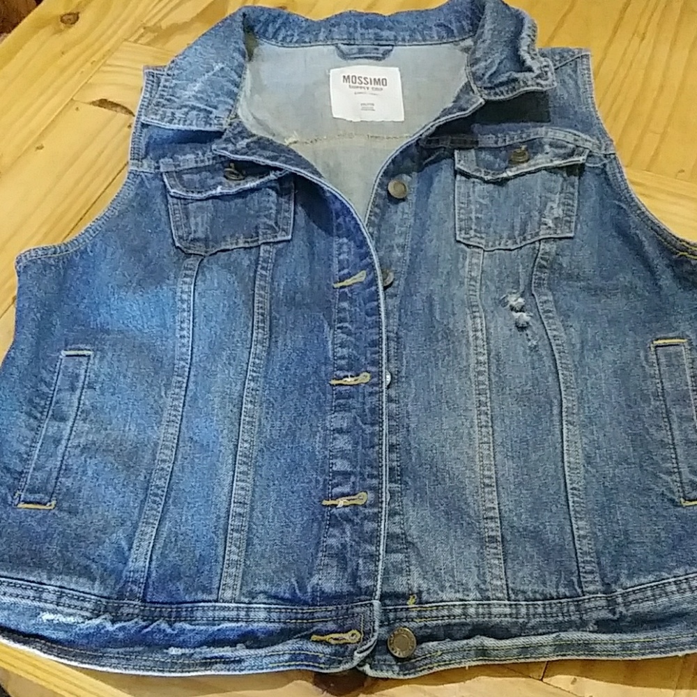 Mossimo Distressed Denim Vest Sz XXL